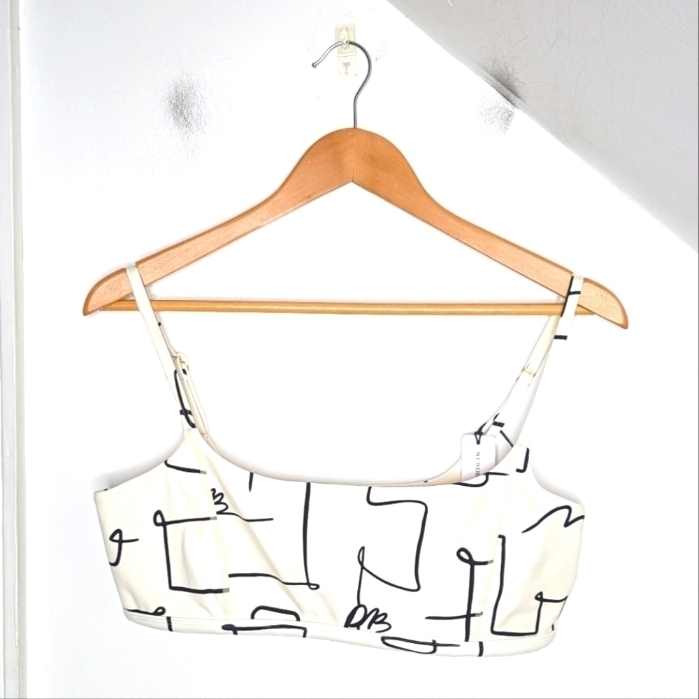 WEWOREWHAT Cami Bra Top Off White Multi Scribbles NEW Size L